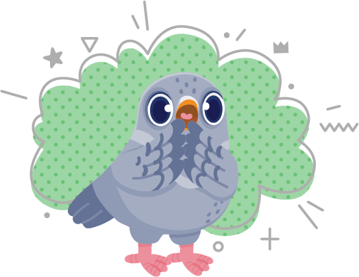 vector image of an excited pigeon